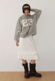 BUBBLY FRILL MIDI SKIRT
