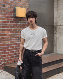 Cross Stud Ribbed Short Sleeve T-shirt