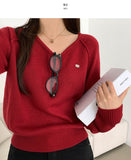 Colorful Pendant Point V-Neck Long Sleeve Knit