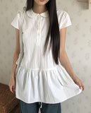 Happy Round Collar Puff Short Sleeve Mini One Piece