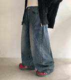 Vamoni Stripe Ribbed Washing Wide Denim Pants