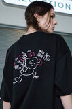 blooming bear Embroidery Short Sleeve T-shirt