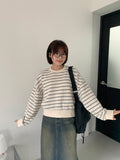 Jaycoo Crop Stripe Sweatshirt