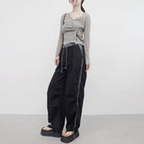 Miffne String Pintuck Line Pants