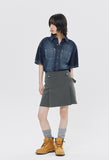 WASHED DENIM HALF SHIRT