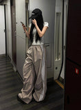 Metal Track Wide Nylon Pants