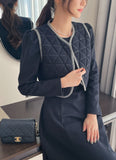 Mayroll Quilted Wool Vest A-line One Piece Set