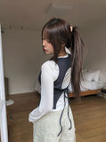 Obin Color Matching Slim Sleeveless T-Shirt Set