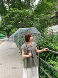 Hustle check ribbon short sleeve blouse