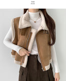 Full Fleece Brushed High Neck Buckle Mustang Vest