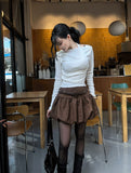 Suede Balloon Skirt Belt set