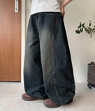 Komei Washing Peach Fuzz Balloon Wide Denim Pants