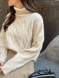 Jer Cable Turtleneck Crop Knit