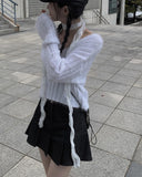 Otsu Angora Ribbed Cropped V-Neck Knit