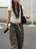 Muto Punching Ribbon Short Sleeve Blouse