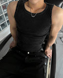 Pigmented Damage Detail Muscle Fit Sleeveless