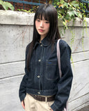 Mizen Collar Pocket Washed Denim Jacket