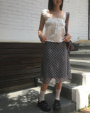 Deti See-through Check Midi Skirt