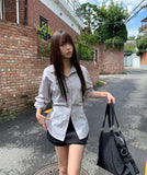 Suhi Rivet Pocket Strap Loose Fit Long Sleeve Shirt