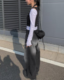 Keypin Black Washing Wide Pants