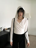 Chay Draped Wrap Crop Hood T-Shirt