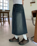 Mellikeu Cat Washing Denim Midi Skirt