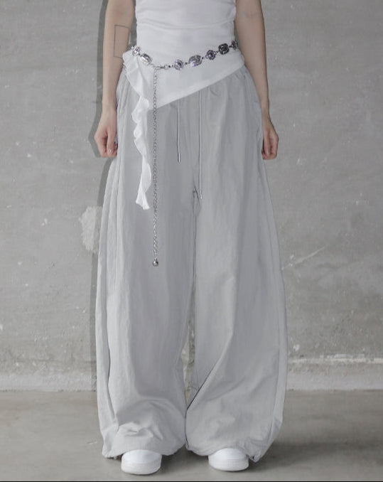 【mnem】Mepho Pintuck Nylon Rivet Pants mnem(ムネム) - メフォピンタックナイロンリベットパンツ