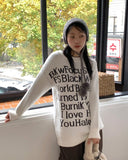 Poku lettering long angora knit