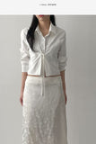 Ribbon Stripe Crop Shirt