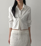 Ribbon Stripe Crop Shirt