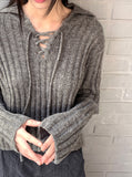 [MADE] Foundy Wool Ribbon Strap Collar Ribbed Long Sleeve Knit