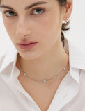 Essence Silver (W) Moissanite Flower Station Necklace