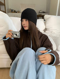 Rihan Color Matching High Neck Hood Fleece Zip-Up