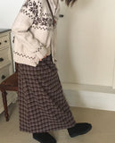 [Brushed] Carin vintage check maxi long skirt
