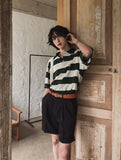 Fadi striped collar short sleeve t-shirt