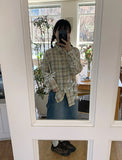 Peoto Check Over Wrinkle Shirt