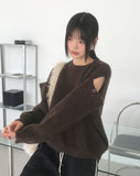 [Wool20] Siang shoulder slit button knit