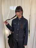 Hopan Non-Fade Pocket Raw Denim Jacket