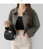 Suede Collar Crop Jacket