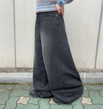 Pinbas Washed Denim Wide Pants