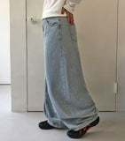 Pesilmo Stitch Denim Balloon Wide Pants