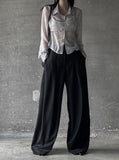 Signature pin tuck wide slacks