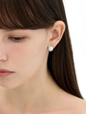 Champagne Full Moon Silver (W) Luna Garden One-Touch Earrings S