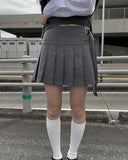 Dachi belted mini pleated skirt