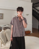 Heave Burgundy Check Short Sleeve Shirt