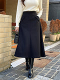 Roti Wool Pocket Slit Flare Skirt