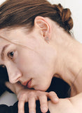 H Ribbon Drawn Silver Earrings