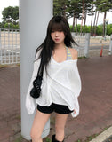Beats Two-Button Deep V-Neck Long Sleeve