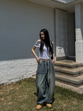 Fit String Banded Balloon Denim Pants