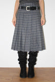 (WOOL) CHECK PLEATS MIDI SKIRT